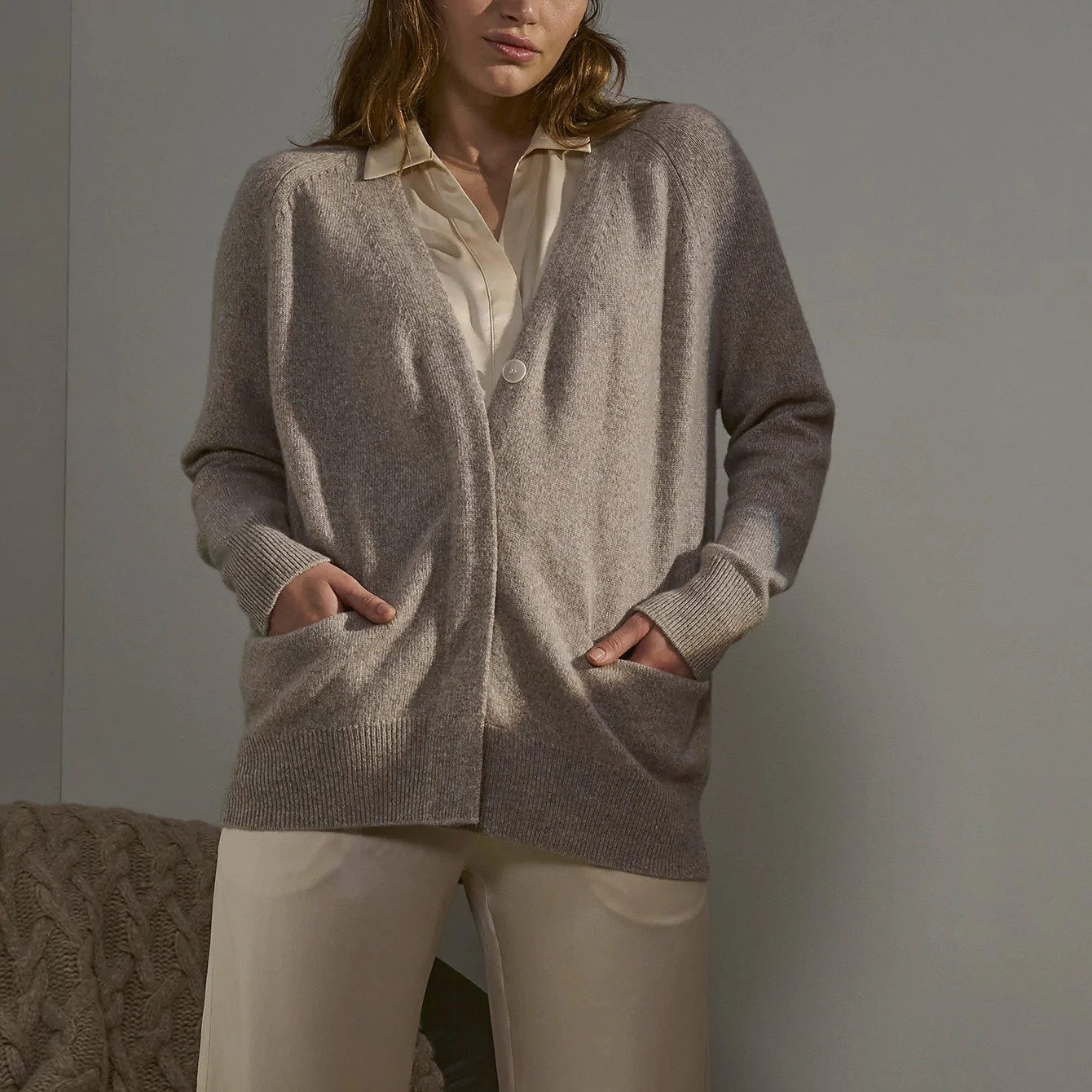 lunya cashmere button up