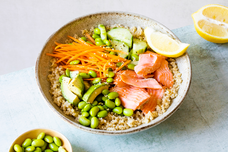 mood-boosting foods salmon bowl