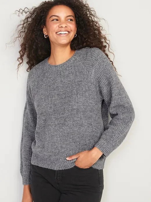 old navy Heathered Cozy Shaker-Stitch Pullover Sweater