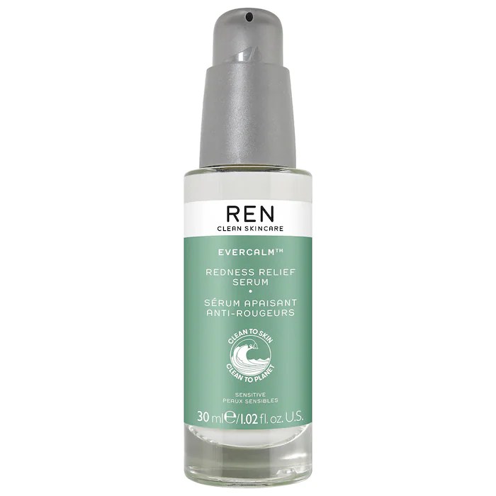ren clean skincare evercalm serum on a white background