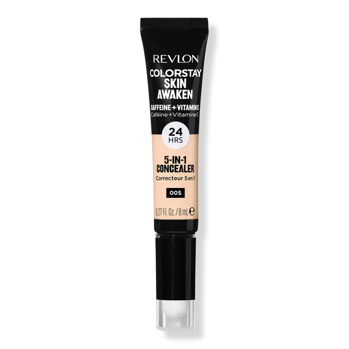 revlon colorstay concealer with caffeine on a gray background