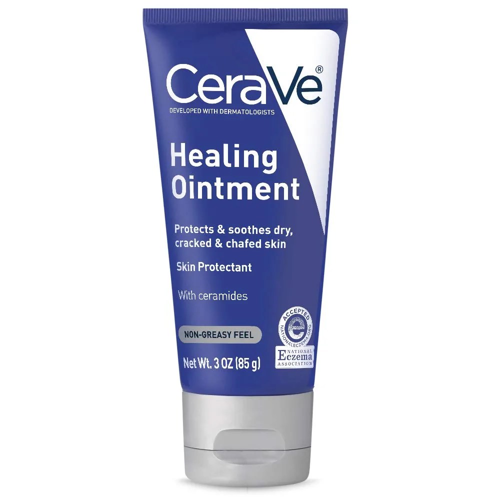 cerave healing ointment tube on a white background