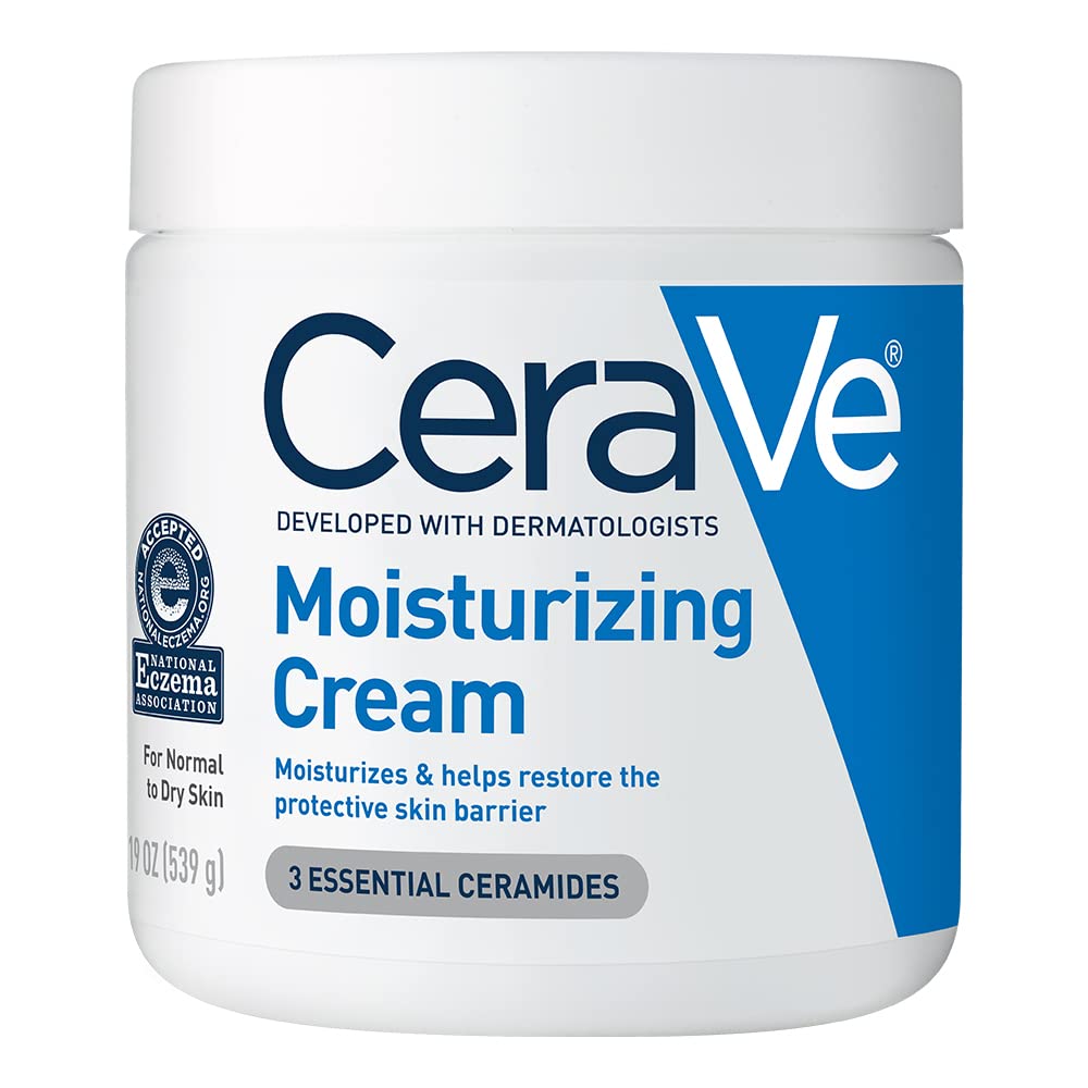 cerave moisturizing cream tub, one of the best moisturizers for rosacea, on a white background