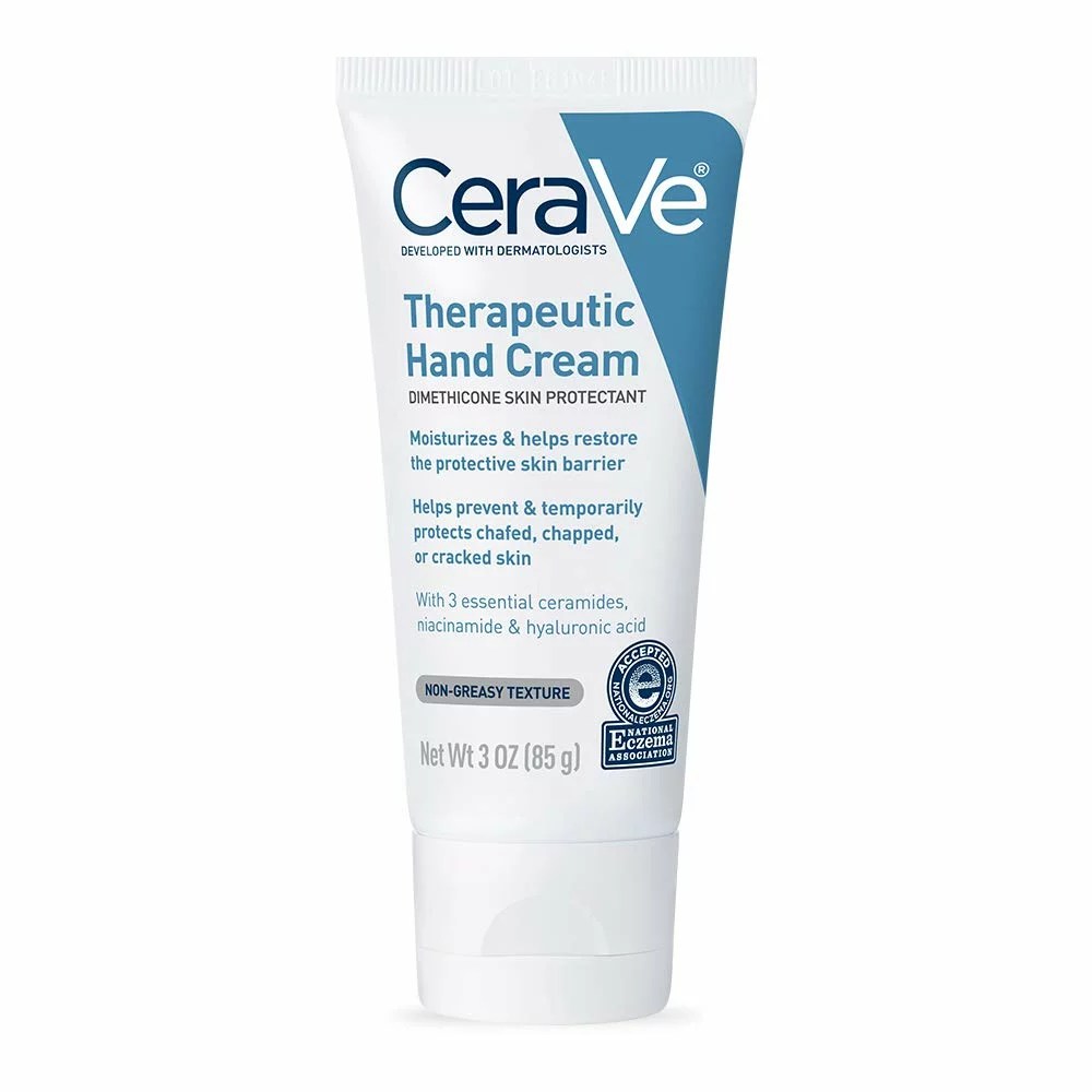 cerave therapeutic hand cream tube on a white background