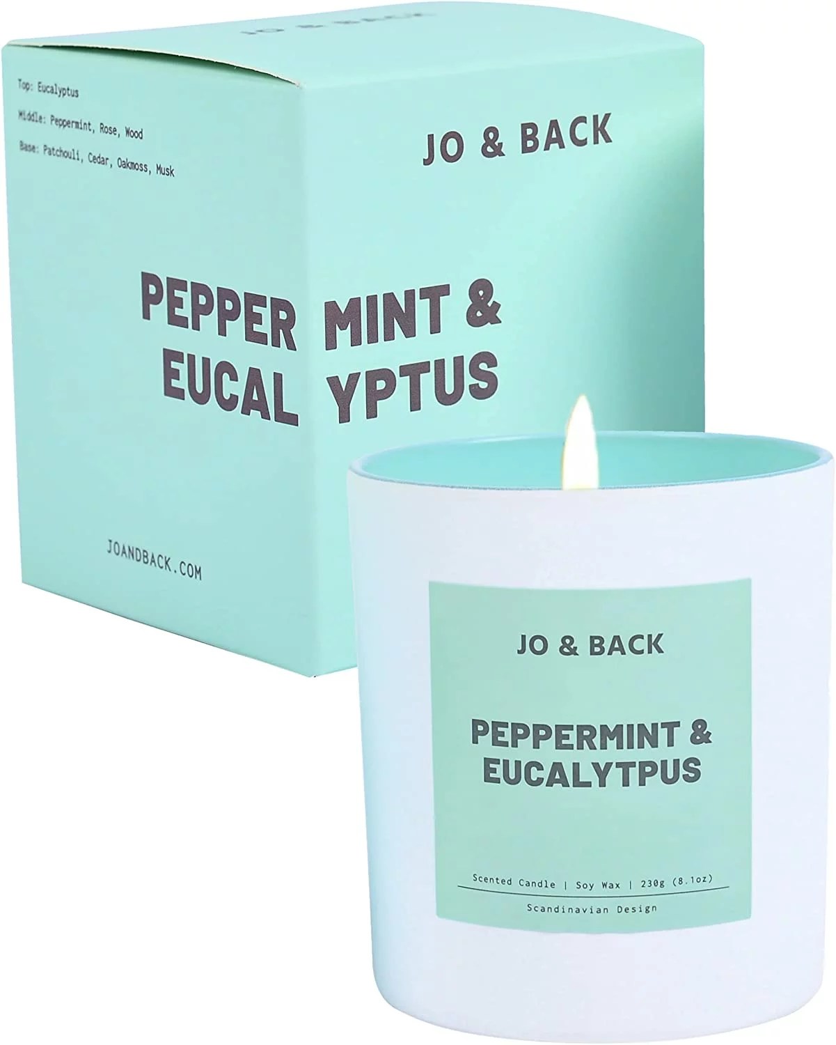 jo and back peppermint candle and box