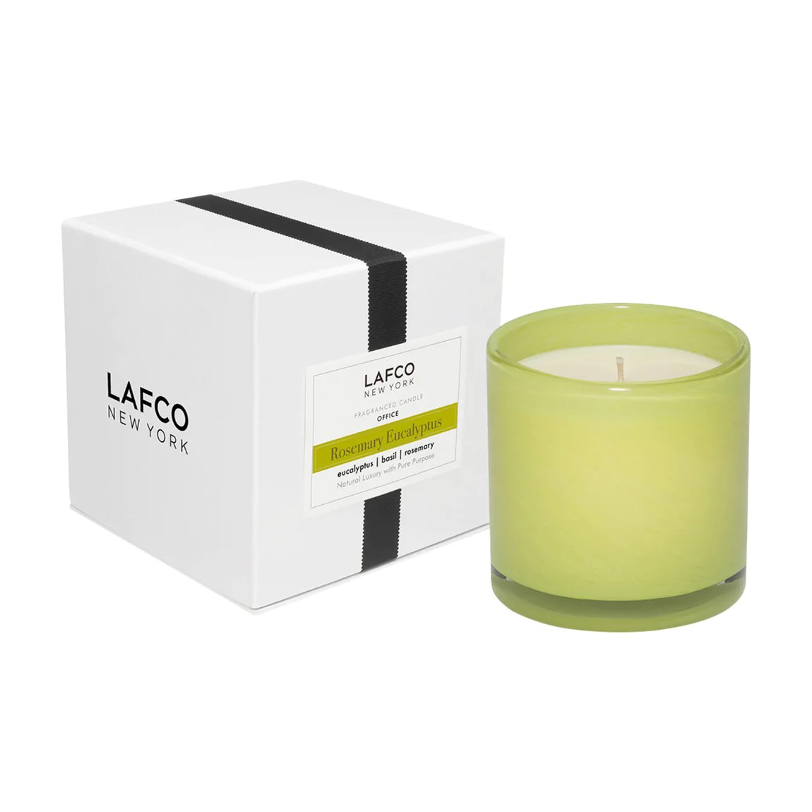 lafco rosemary candle next to the box