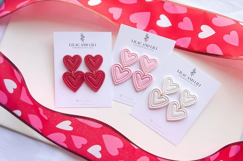 lilac and lili heart earrings as a cute valentine's day gift