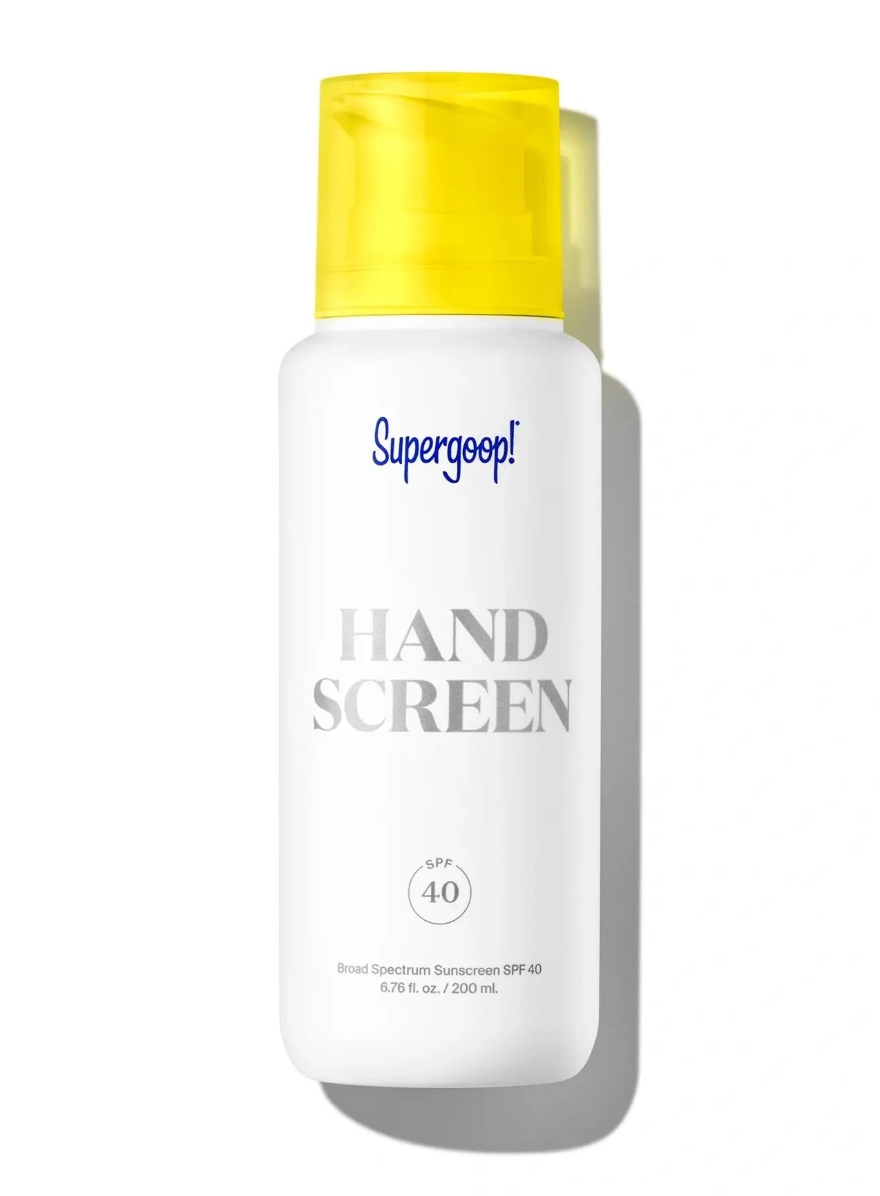 supergoop hand screen spf hand cream bottle on a white background