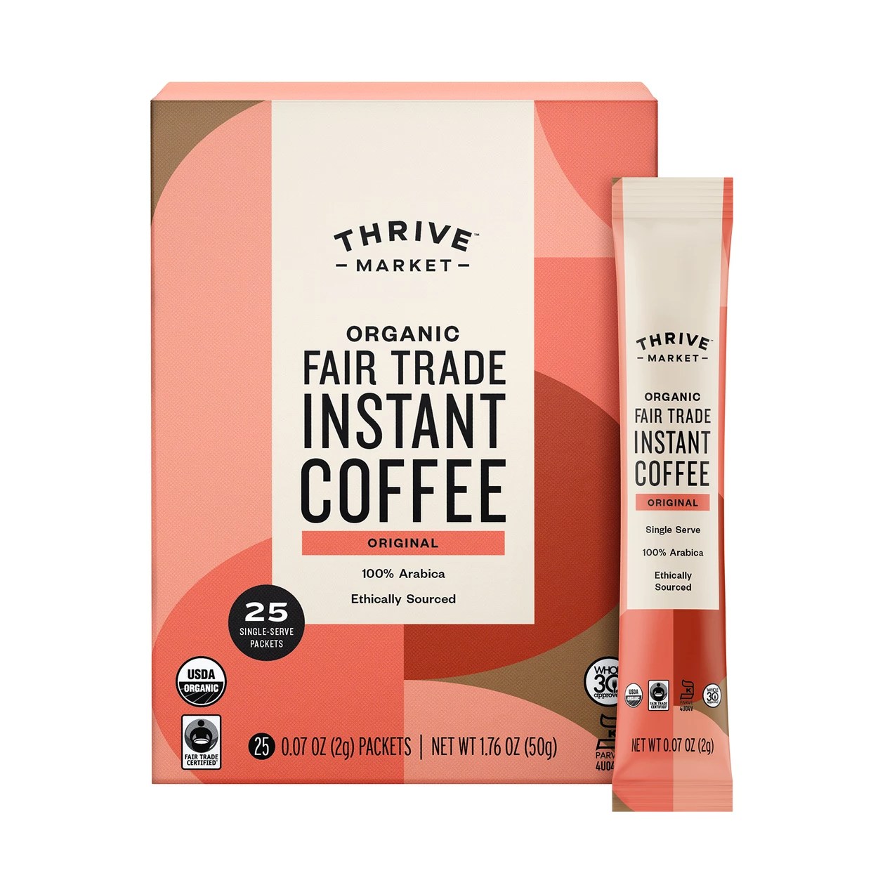a box of thrive market organic fair trade instant coffee, one of the best instant coffees