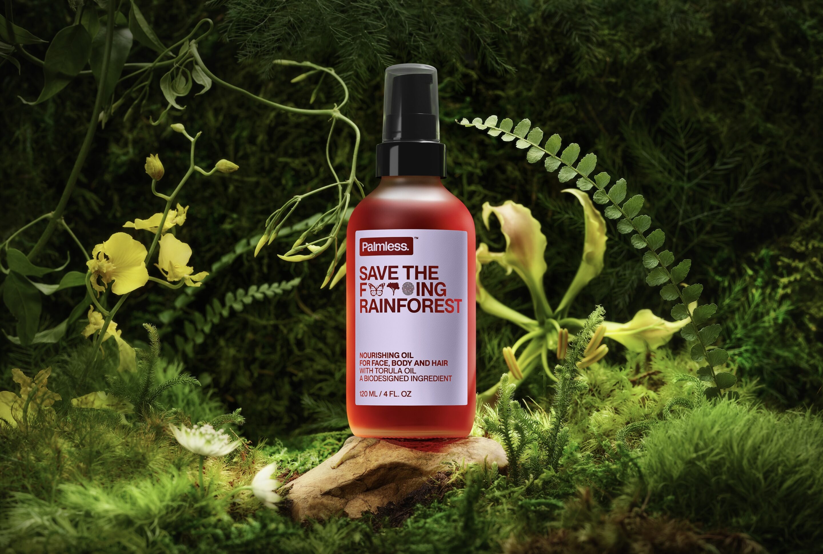 A bottle of Save the F*cking Rainforest oil.
