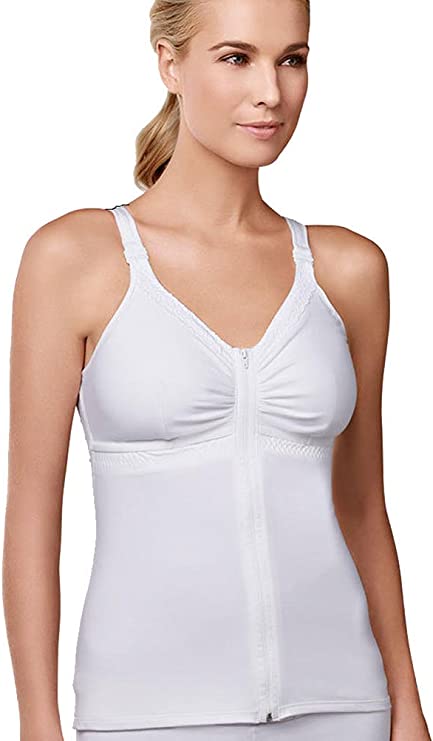 a white amoena women's camisole, front closure bras for seniors