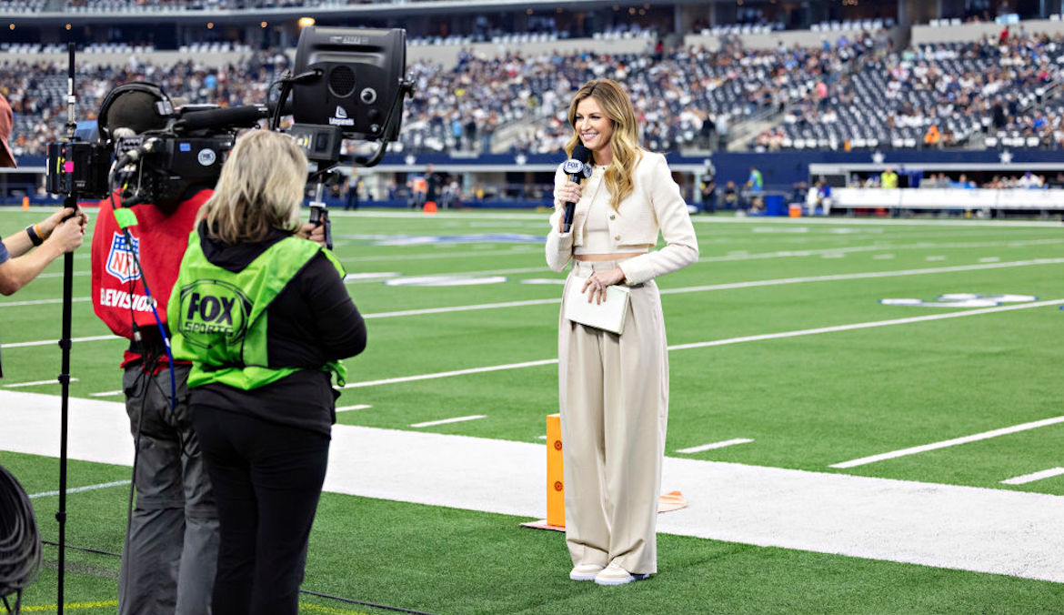 Fox Sports sideline reporter Erin Andrews on the field before a game