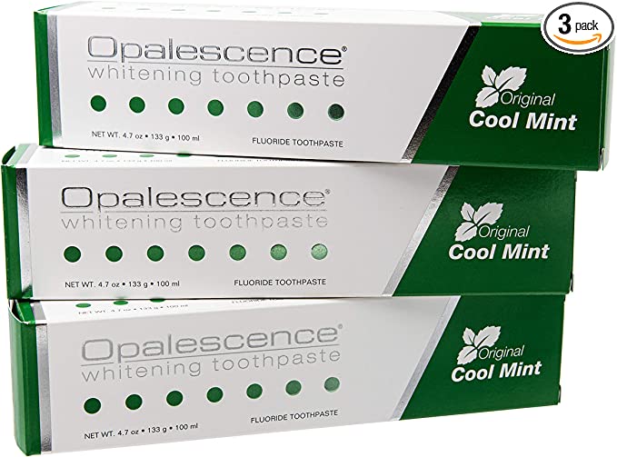 a 3 pack of opalescence, one of the best whitening toothpastes
