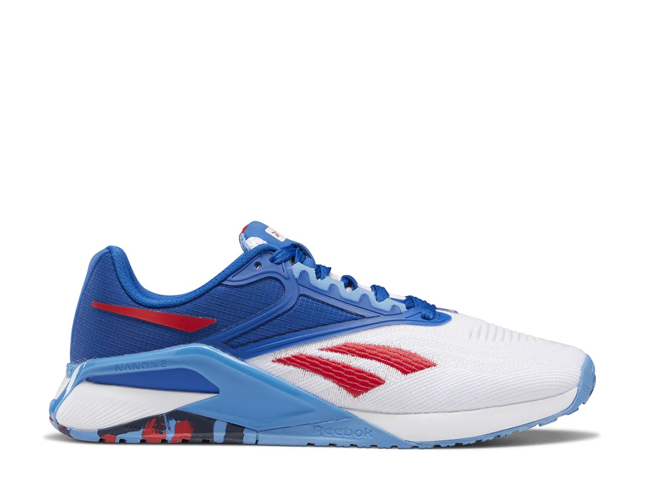 red white and blue reebok nano x2 rowing shoes