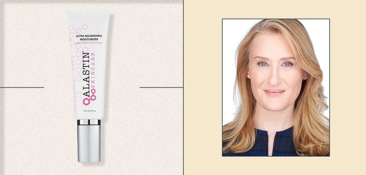 A picture of alastin skincare winter moisturizer for mature skin alongside a picture of dr. heidi a waldorf