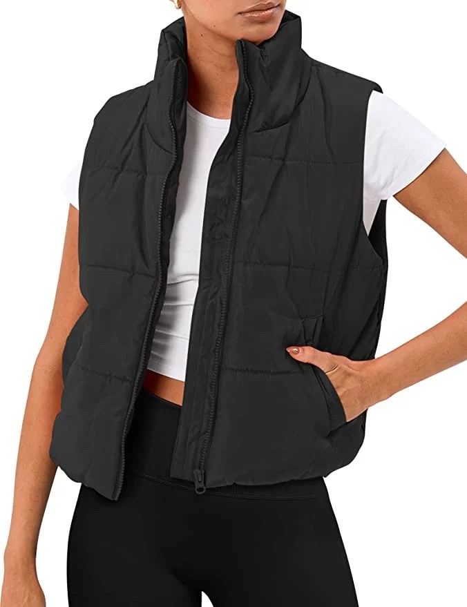 womens puffer vest from amazon in black, one of the best women's jackets for spring