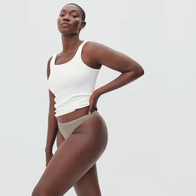 everlane cotton thong on a model, one of the gynecologist approved underwear