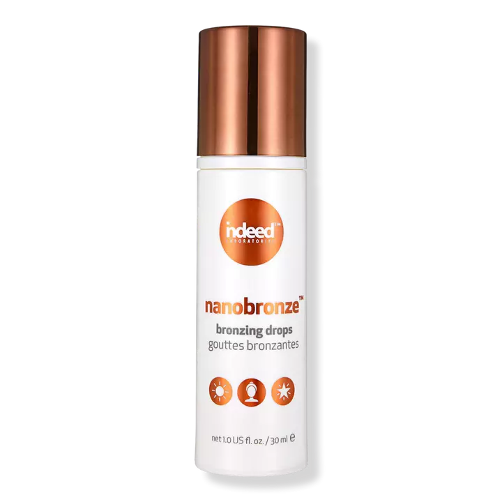 indeed nano bronze bronzing drops bottle on a white background