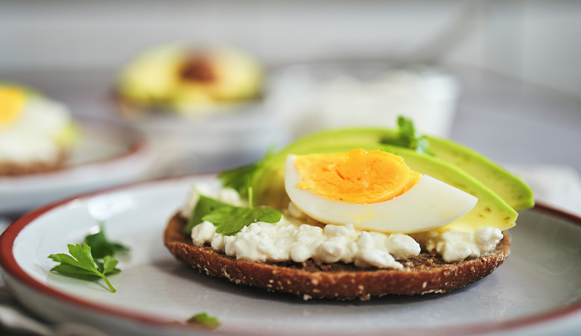 cottage cheese toast with avocado and egg