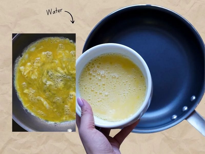 how to make the fluffiest scrambled eggs water
