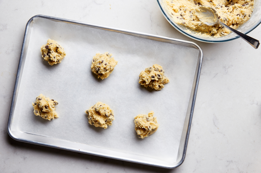 protein cookie dough recipes on a tray
