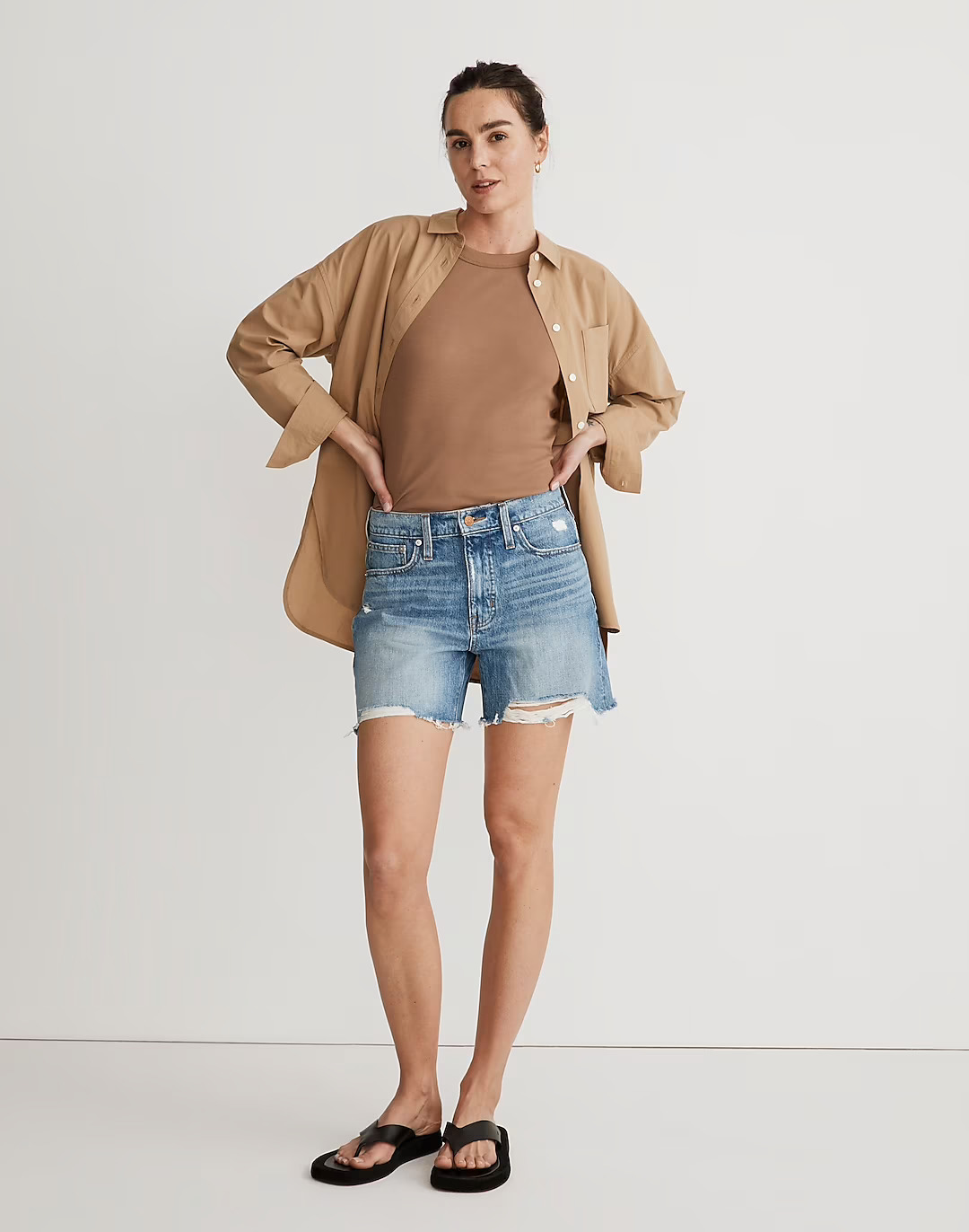 madewell relaxed mid-length denim shorts