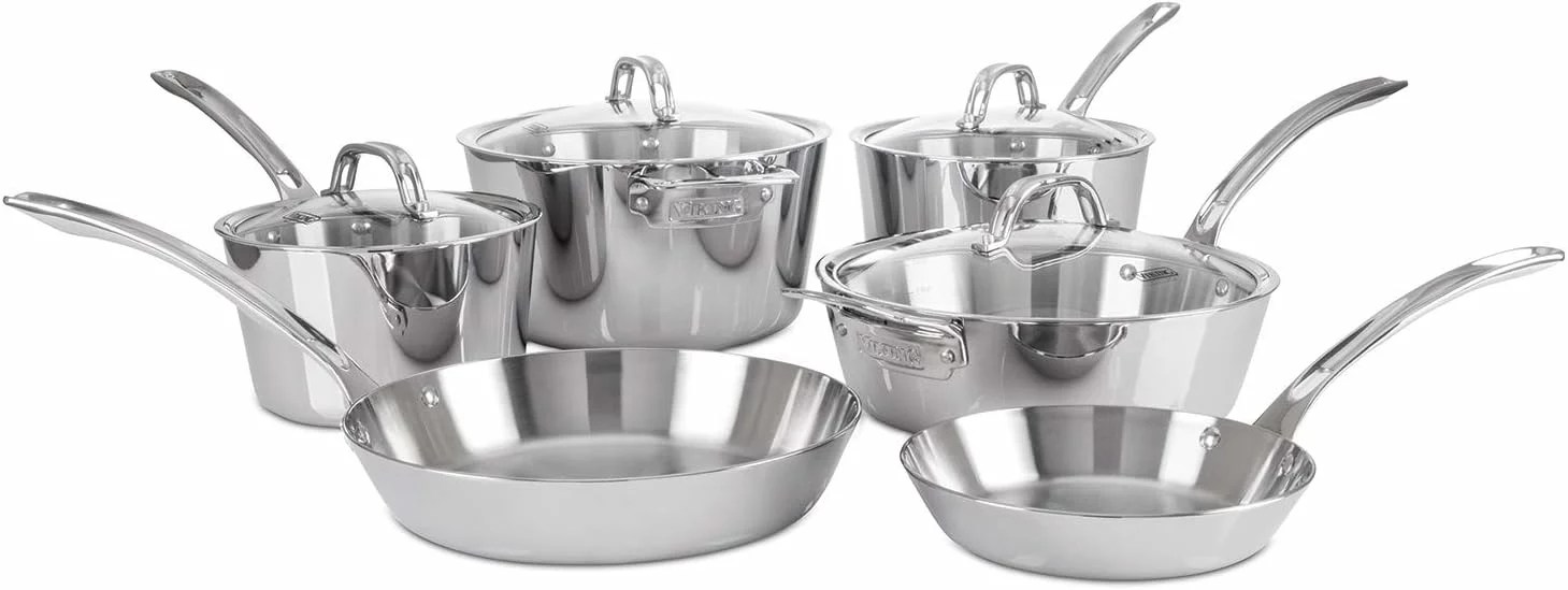 viking culinary 3-ply stainless steel set