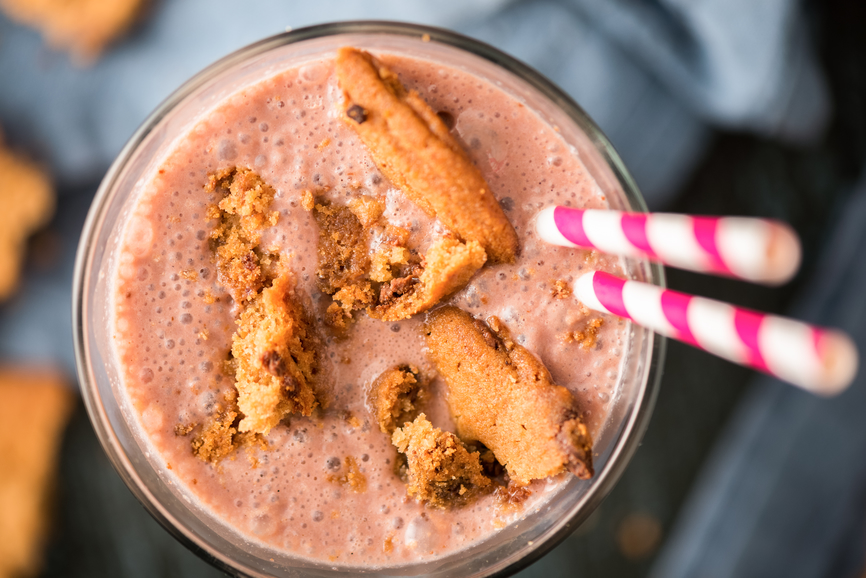 This High-Protein Peanut Butter Cookie Dough Smoothie Is So Thick, You Have To Eat It...
