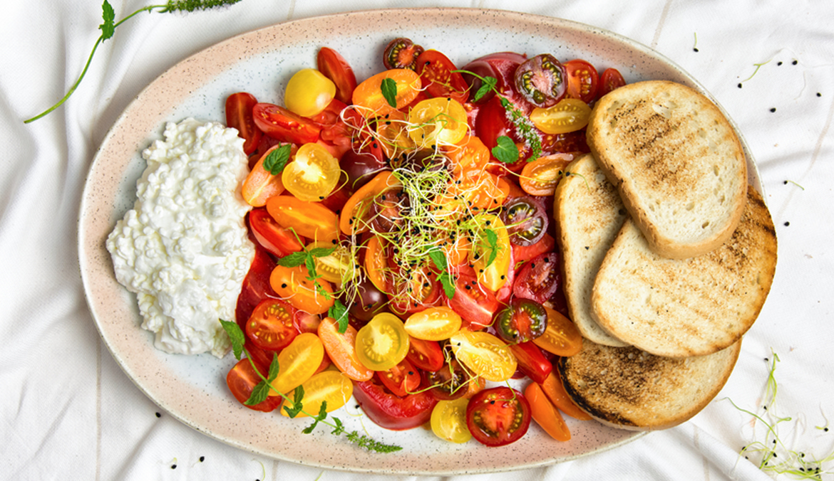 best cottage cheese tomatoes on a plate
