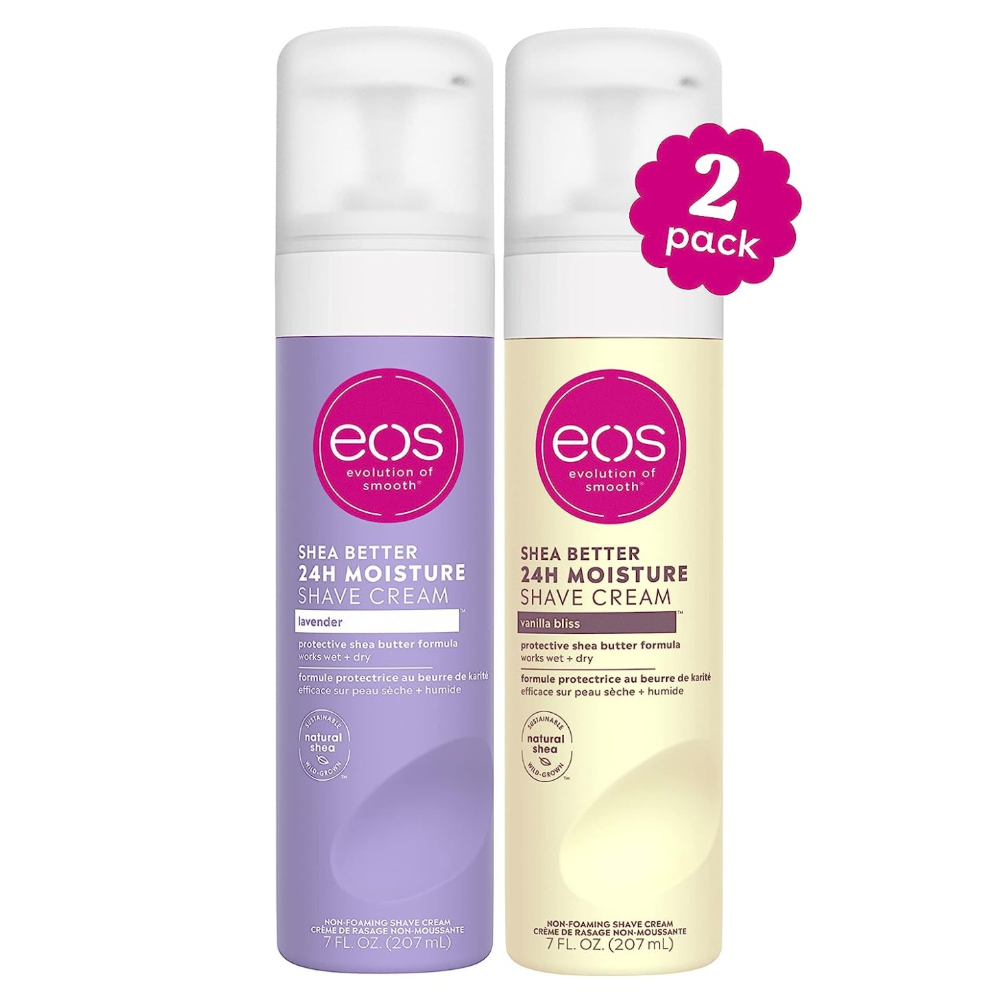 Two bottles of eos shea butter shaving cream on sale for prime big deal days