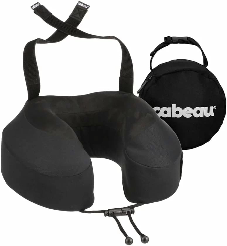 cabeau neck pillow, recommended by chiropractors for chronic back pain while traveling