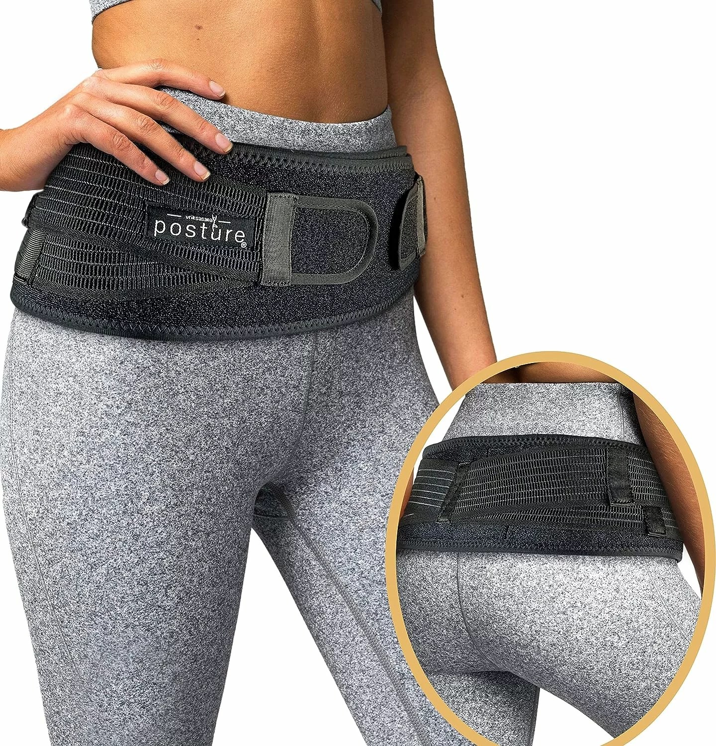 Hip belt for back pain, recommended by chiropractors for chronic back pain during flight