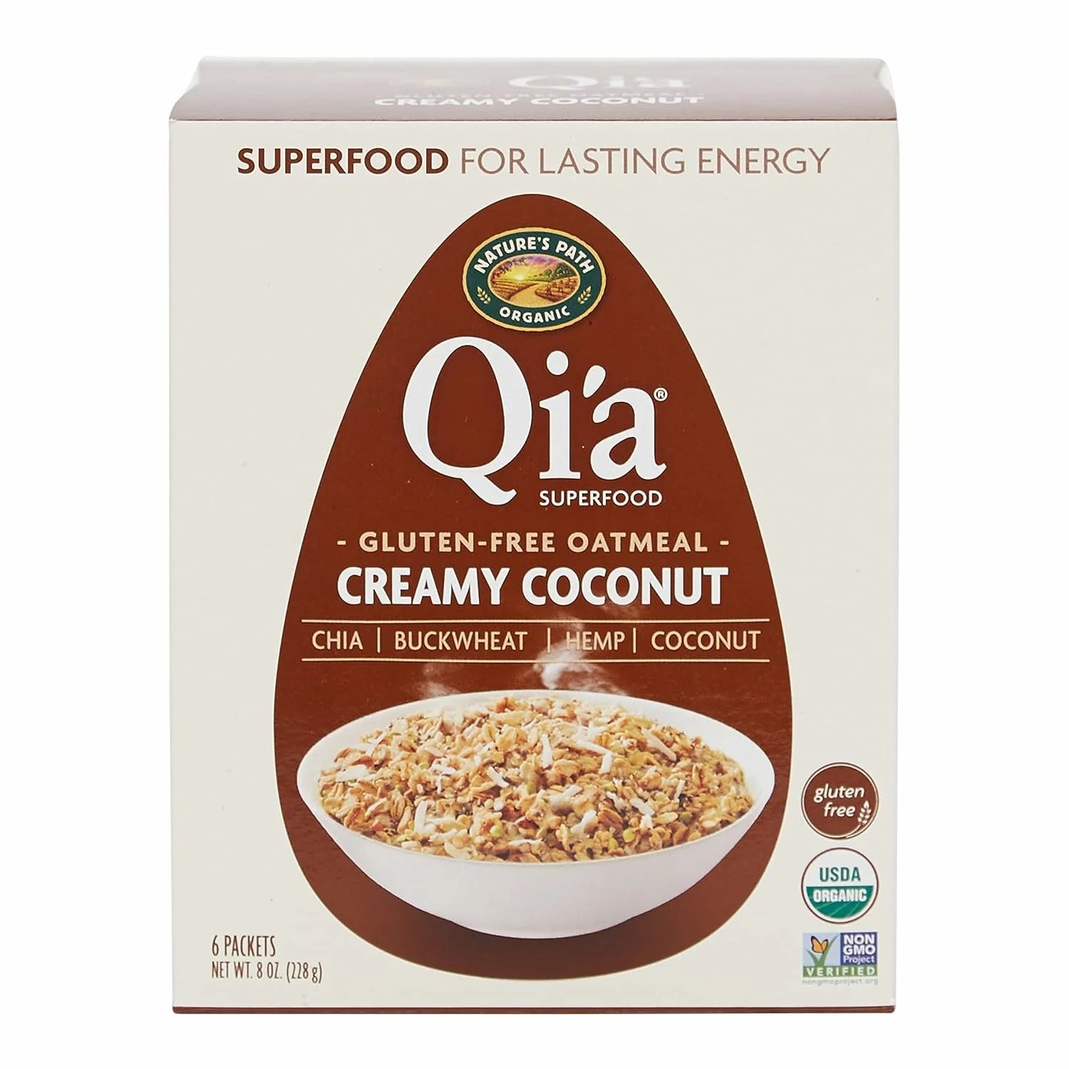 qi'a superfood organic gluten free creamy coconut instant oatmeal