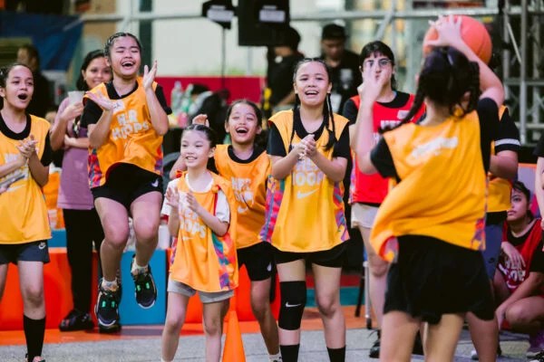 Girls playing in Nike's coaching girls basketball program in Manila, Philipphines