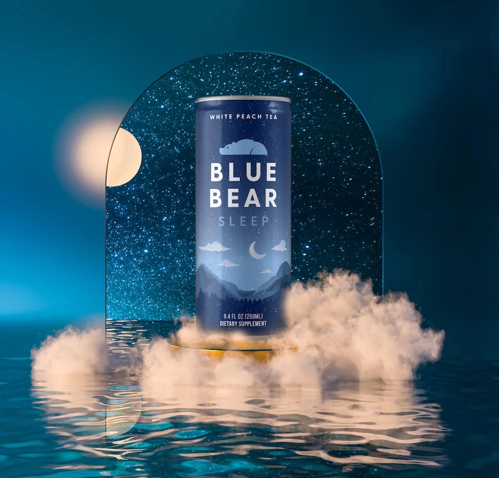 blue bear sleep drink clouds