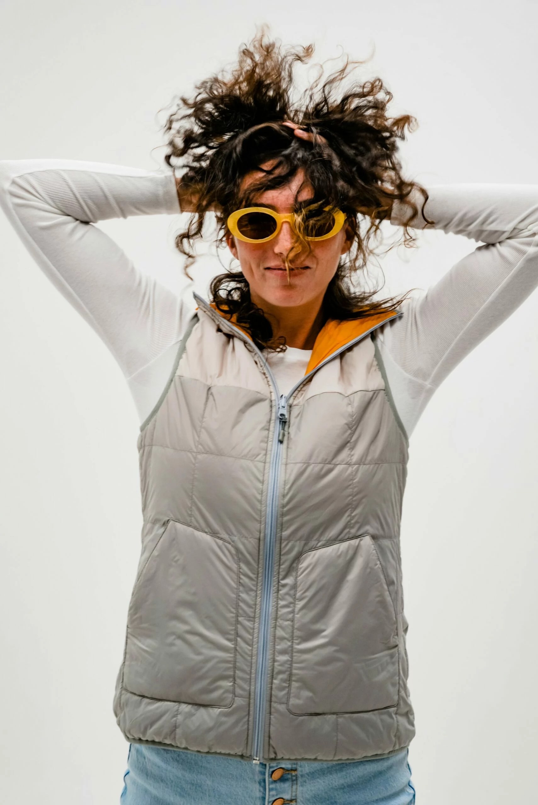 woman wearing hexa reversible synthetic jacket