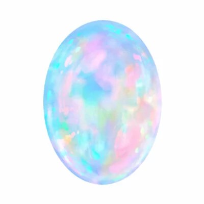 A precious opal—one of the October birthstones—against a white backdrop.