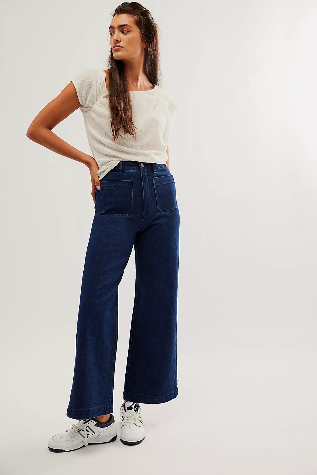 woman wearing rolla's sailor jeans