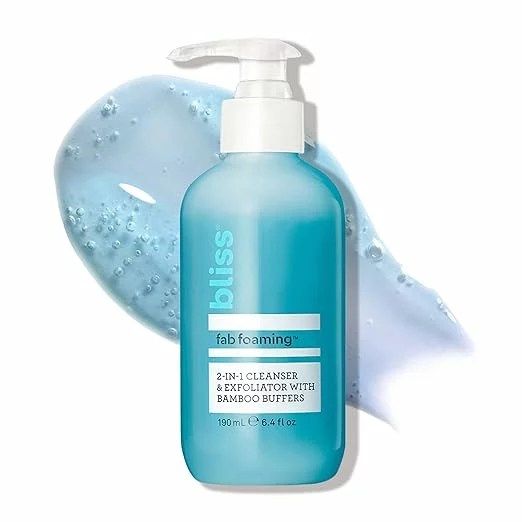 a blue bottle of bliss fab foaming cleanser, on sale for prime big deal days