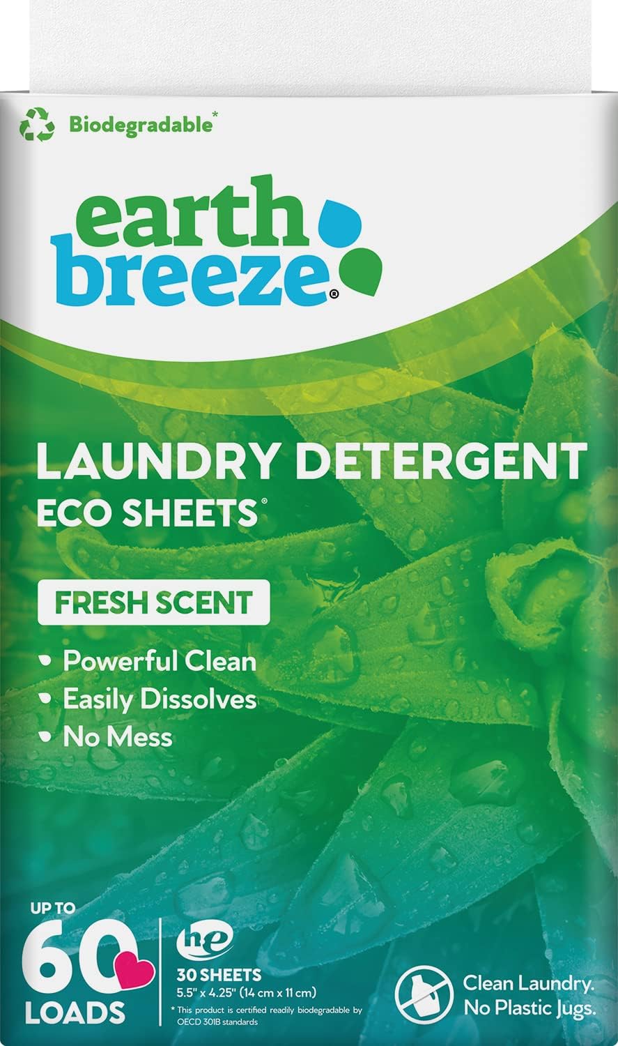 Zero Waste Club Zero Waste Club Laundry Detergent Sheets - Plastic Free -  Pack of 64: Unscented