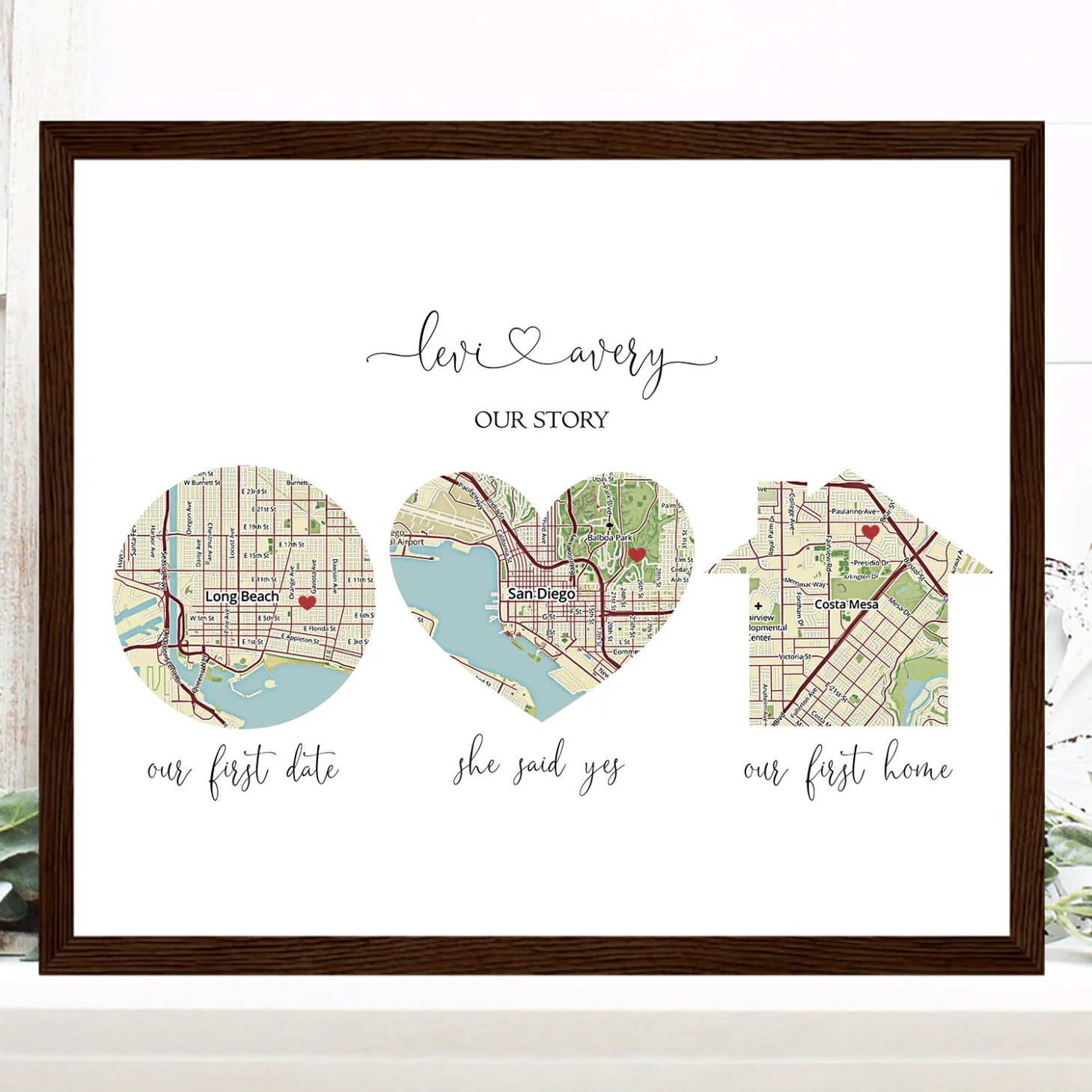 map of our life custom map for 30th anniversary gift