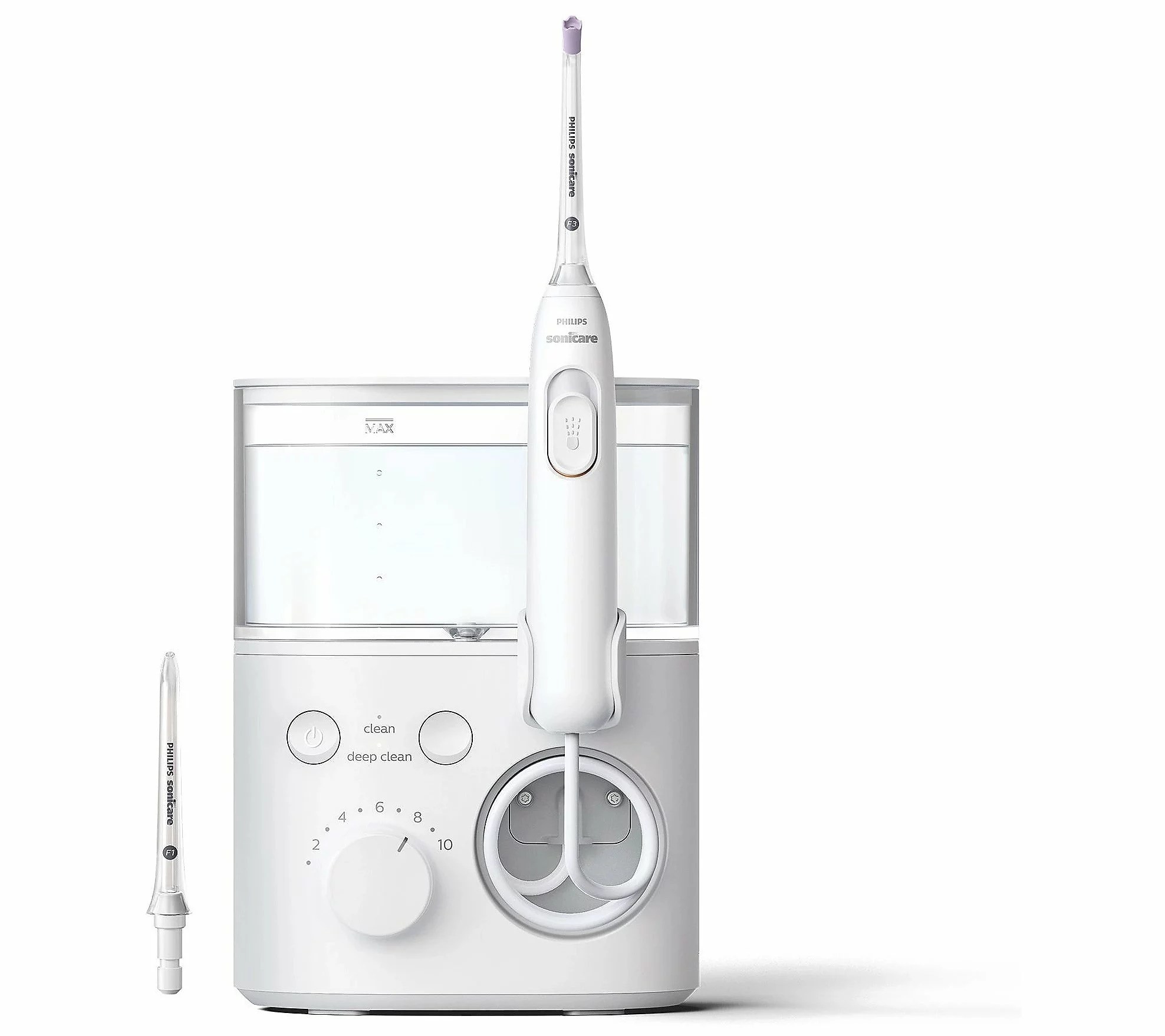 The Philips Sonicare Power Flosser 3000 with a second nozzle attachment