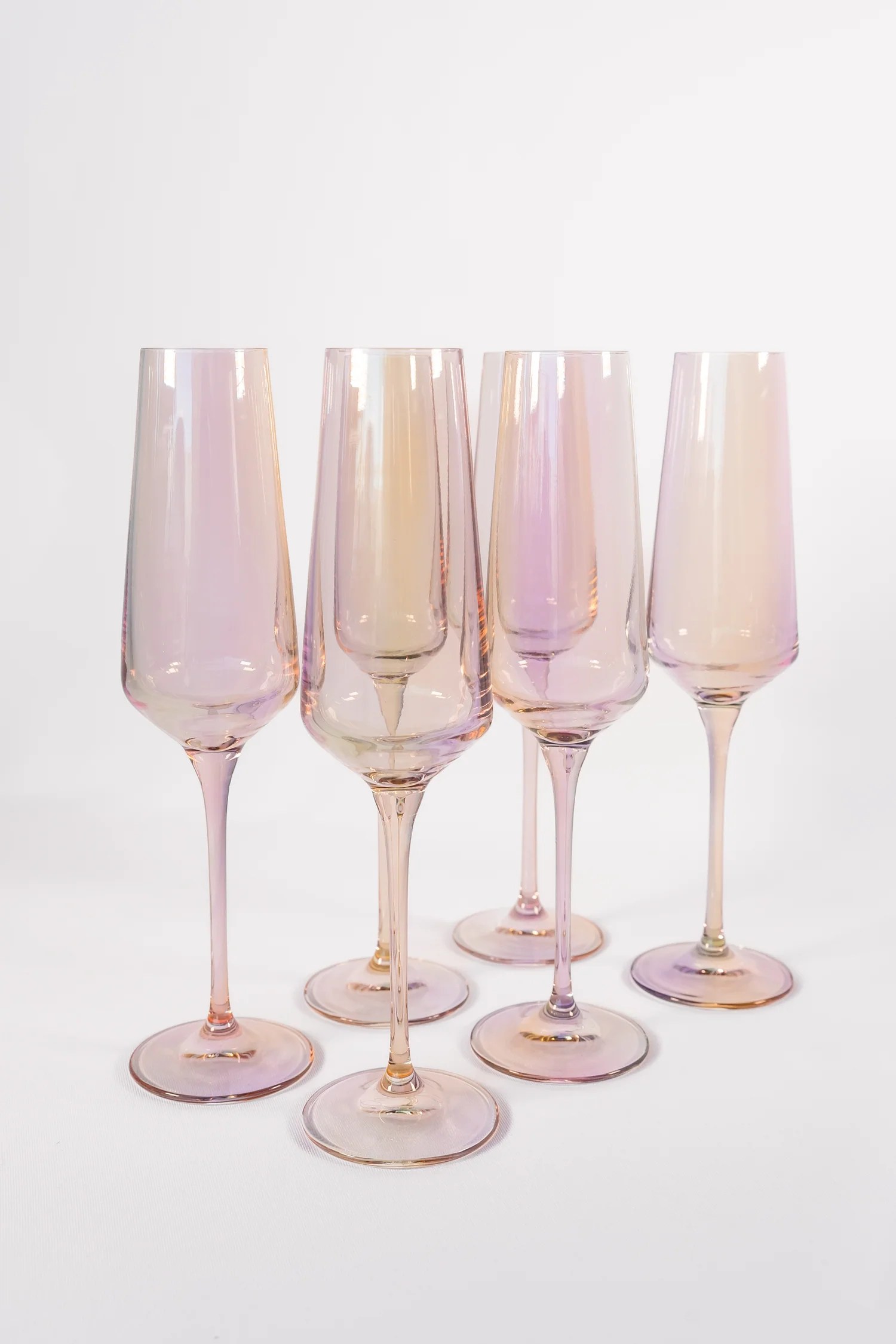 six estelle colored glass iridescent champagne flutes, 30th wedding anniversary gift