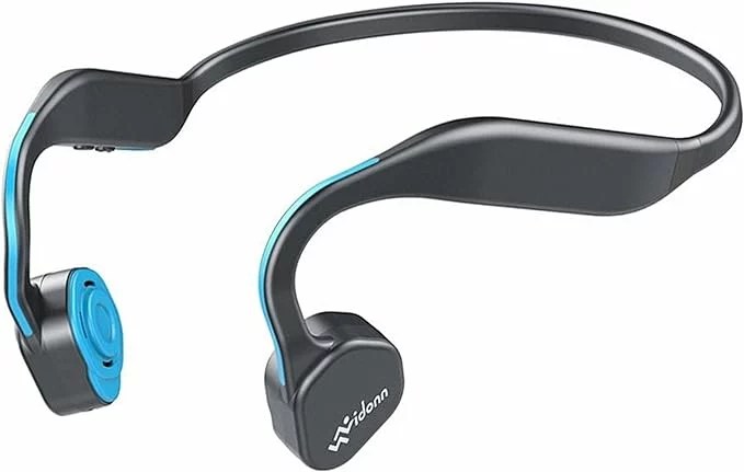 A pair of black and blue Vidonn F1 bone conduction headphones