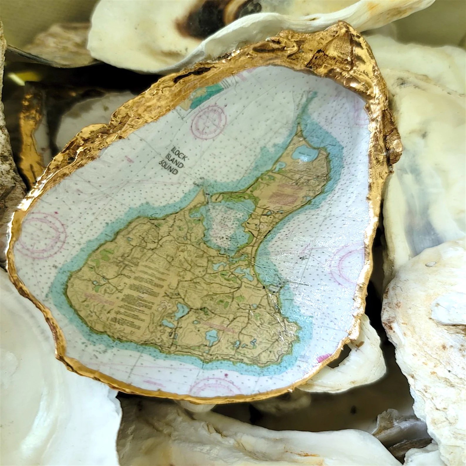 one red snail custom oyster shell map, a 30th anniversary gift