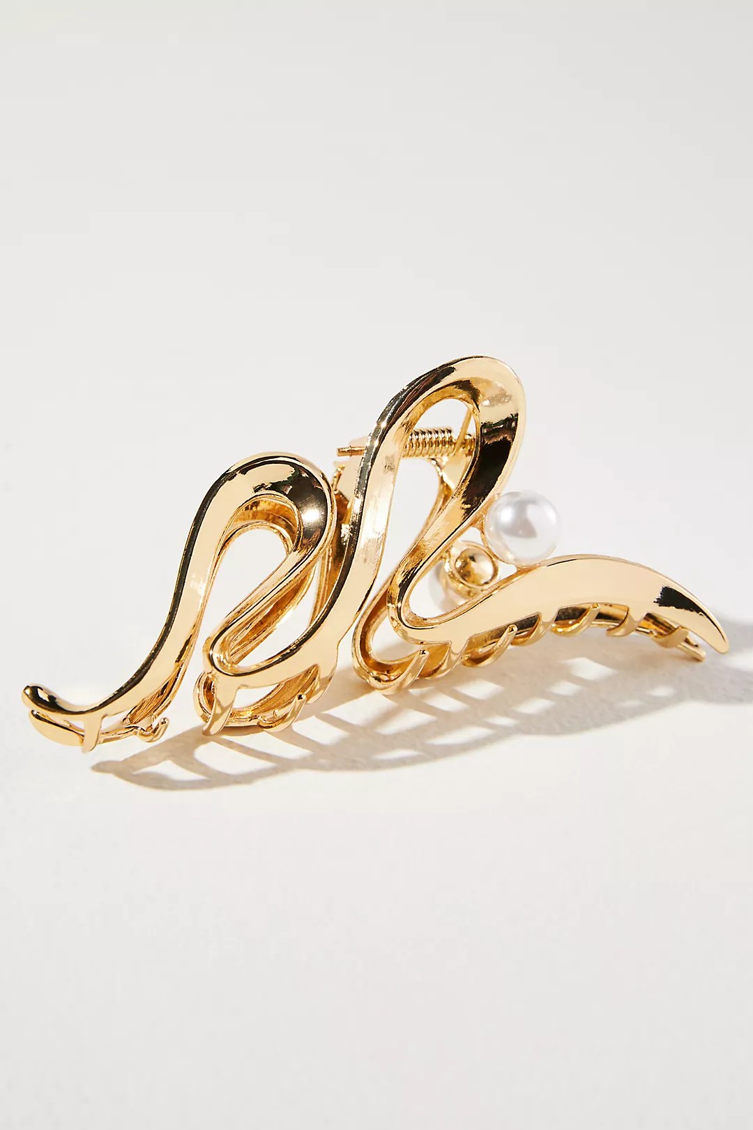 anthropologie pearl metal squiggle clip