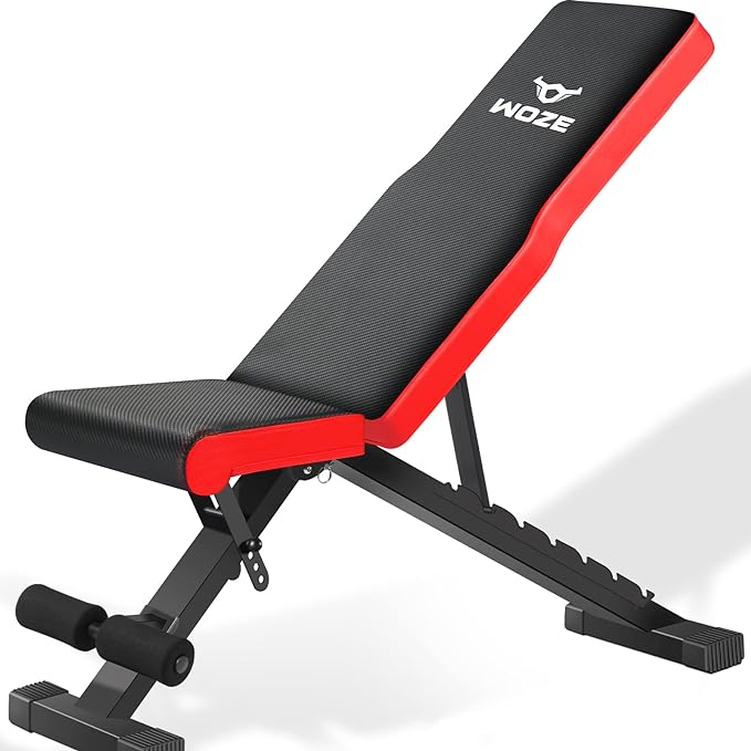 a red and black woze weight bench