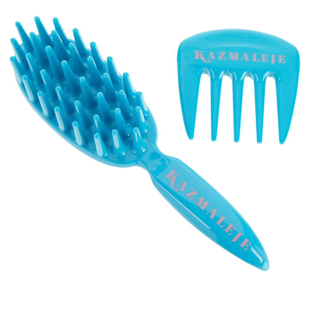 A blue kazmaleje kurlsplus set of combs, a top-rated hair tool from HSN