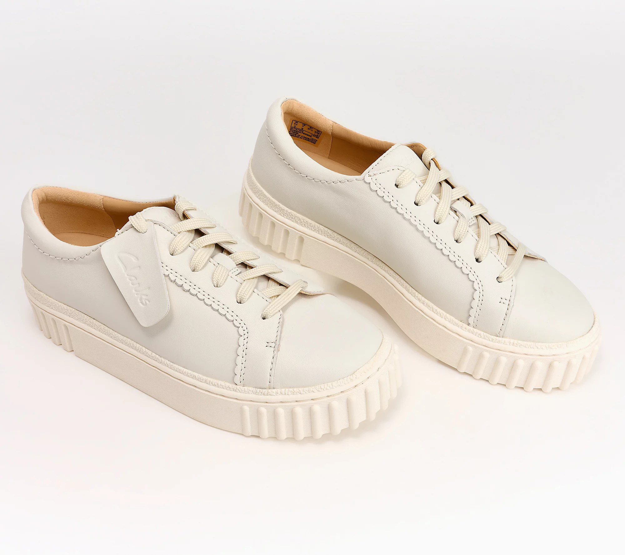 a white pair of mayhill walk leather clarks on sale