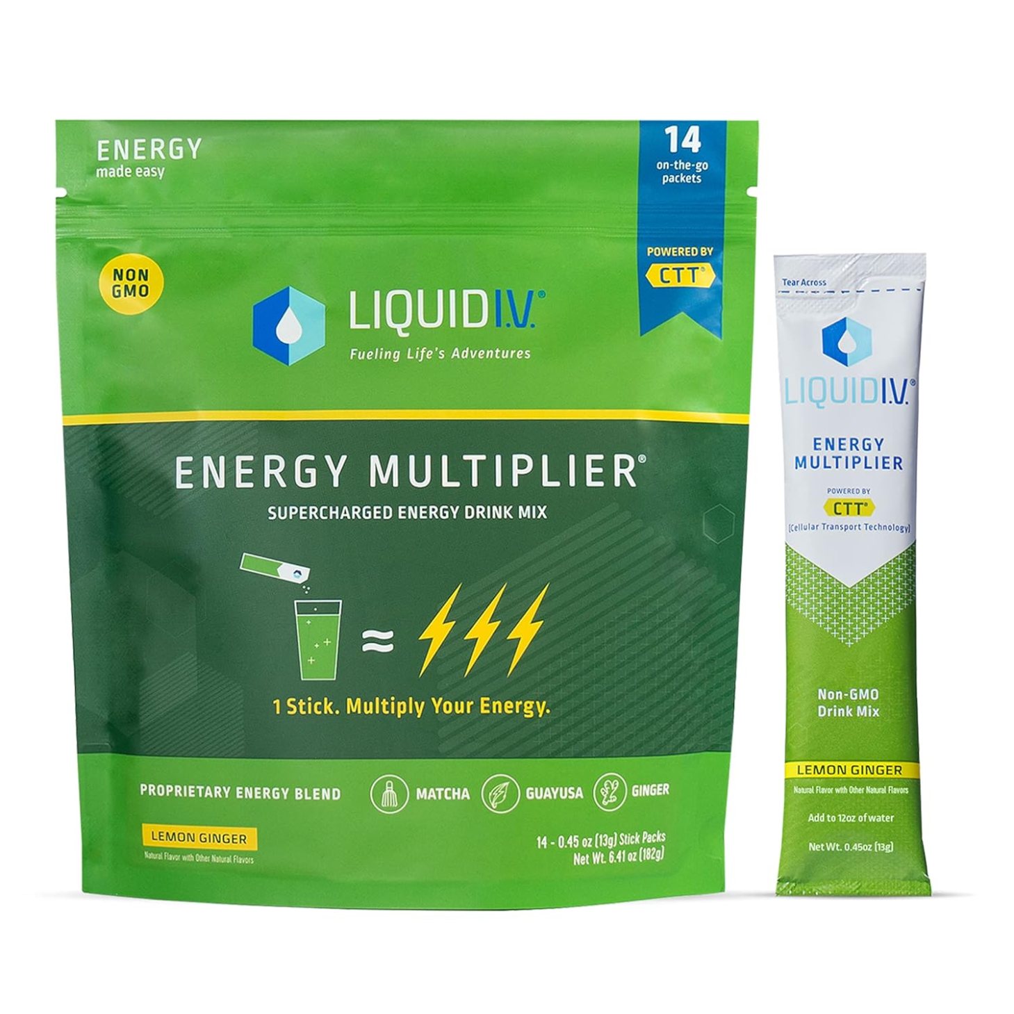 a package of liquid i.v. energy multiplier pre-workout powder